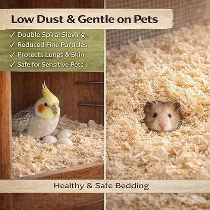 petzlifeworld 200 GRM Wood Shaving for Birds, Hamsters & Small Animals – Natural Pine Bedding | Odor Control | High Absorption | Low Dust | Nesting & Cage Base Material
