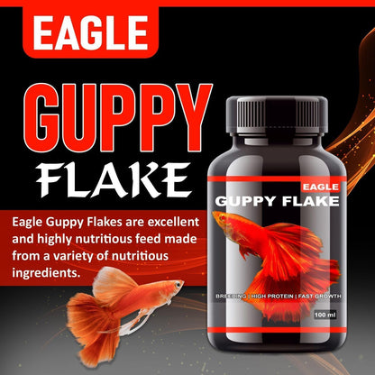 Eagle Guppy Fish Food Combo (Guppy Flake 100ml + Mini Pellet 45g)