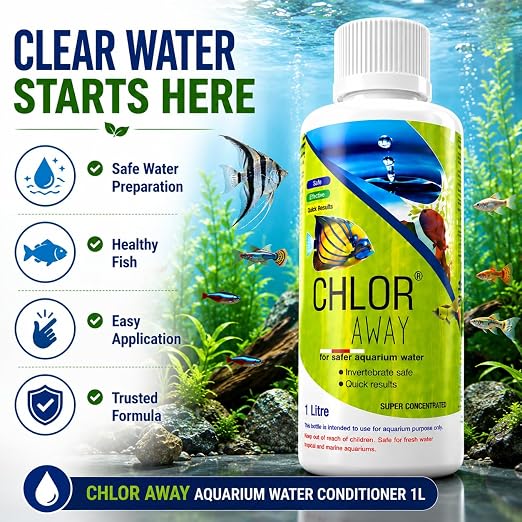 Petzlifeworld Aquatic Remedies 1L Chlor Away Aquarium Water Conditioner | Removes Chlorine & Chloramine from Tap Water