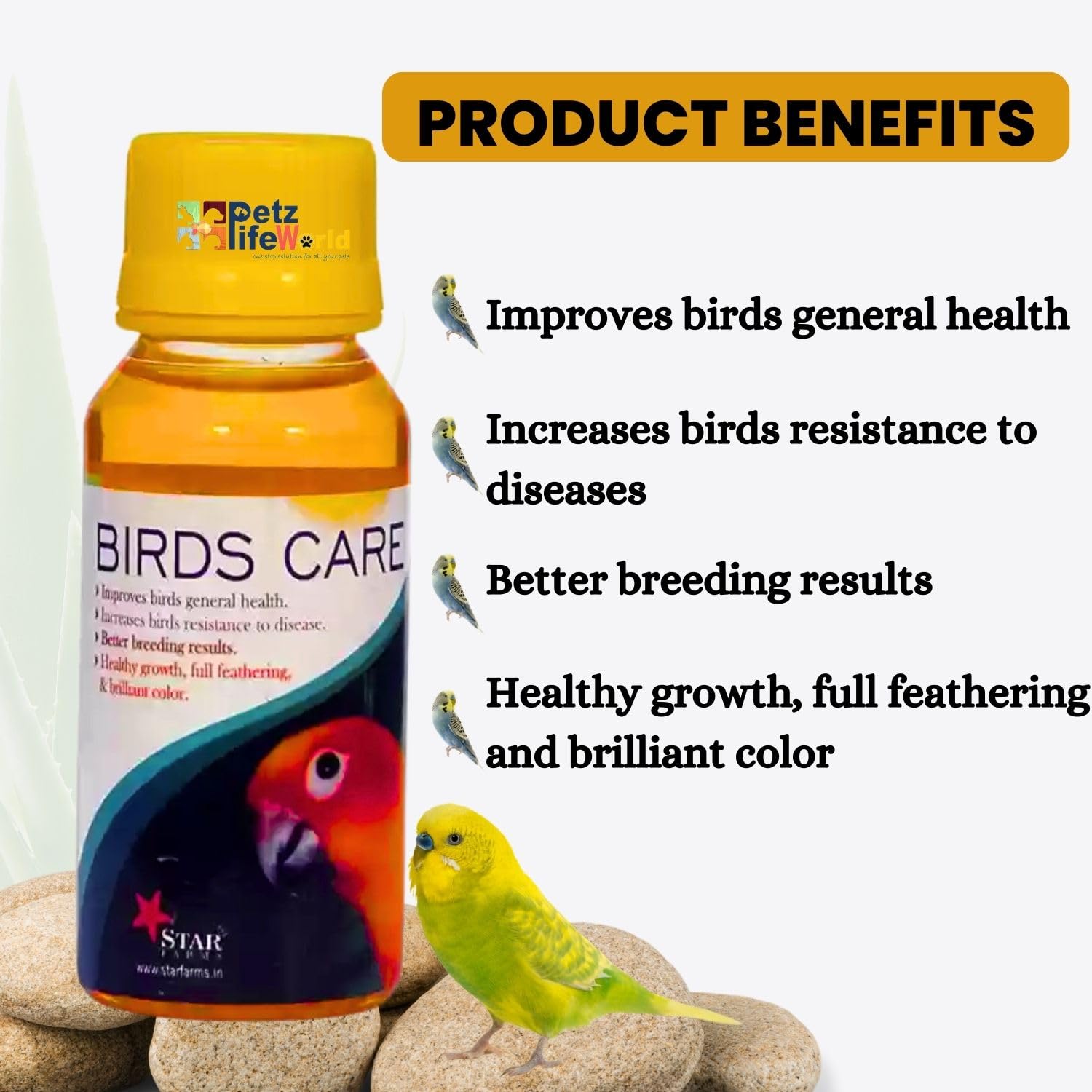 Petzlifeworld Bird Booster, 50g Birds Care, 60ML Combo Health Supplements for All Kind of Pet Birds