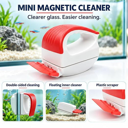 Petzlifeworld BL-M6 Mini Magnetic Aquarium Glass Cleaner – Red with  White