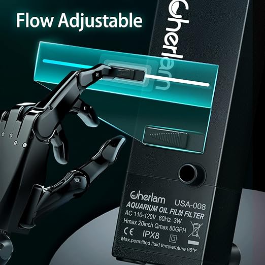 CHERLAM Aquarium Surface Skimmer, 3W Fish Tank Surface Skimmer For Planted Aquarium