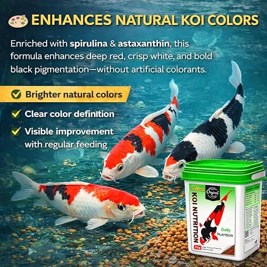 petzlifeworld Horizone Jumbo Koi Nutrition Food – 2 kg Jumbo High-Protein Floating Pellets with Spirulina & Astaxanthin | Color Enhancement & Clean Water Formula