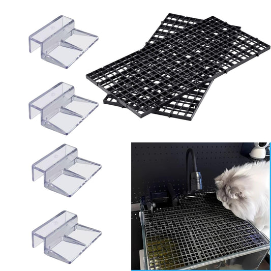 Petzlifeworld Black Plastic Divider Panel Separator Grid Isolation Board and Aquarium Fish Tank Glass Clossing Top Lid Cover Support Clip Clamp (Copy)