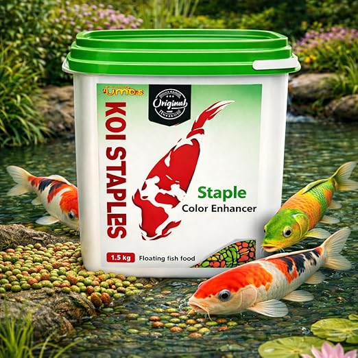 petzlifeworld Horizone Jumbo Koi Staple Fish Food 1.5kg – Floating Staple Pellets with Color Enhancer | Daily Nutrition for Koi, Goldfish & Pond Fish | Balanced Diet for Growth, Immunity & Vibrant Colors