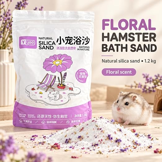 Petzlifeworld 1.2Kg Natural Silica Bath Sand for Hamster | Odor-Control Grooming Sand for Hamsters, Guinea Pigs, Gerbils & Chinchillas | Clean, Safe & Mess-Free Bathing