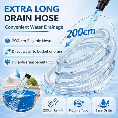 YEE Aquarium Water Changer Gravel Cleaner – Manual Siphon Vacuum Pump Fish Tank Cleaning Tool with Adjustable Pipe, Built-in Filter Screen & 200cm Drain Hose for Easy Water Change