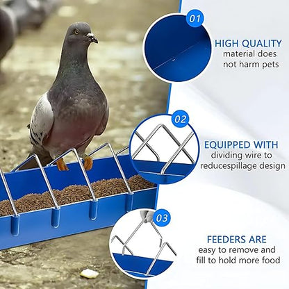 petzlifeworld Plastic Poultry Food Tray for Pigeon, Chicken and Pets Garden Outdoor Use Ground Bird Feeder (Blue),40 cm,H_5 cm,W_8 cm