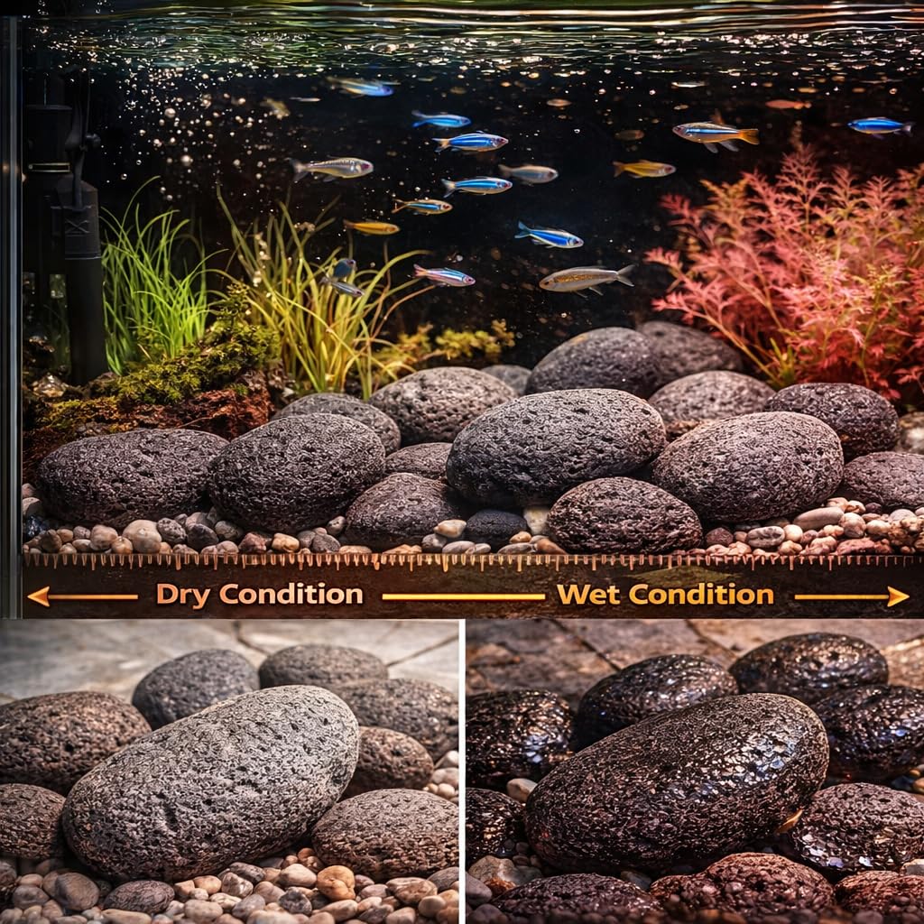 Petzlifeworld Black Lava Pebbles 10–15 cm | Natural Volcanic Stones for Aquarium, Garden, Plant Pots, Fire Pit & Home Décor | Large Decorative Lava Rocks for Landscaping & Aquascaping