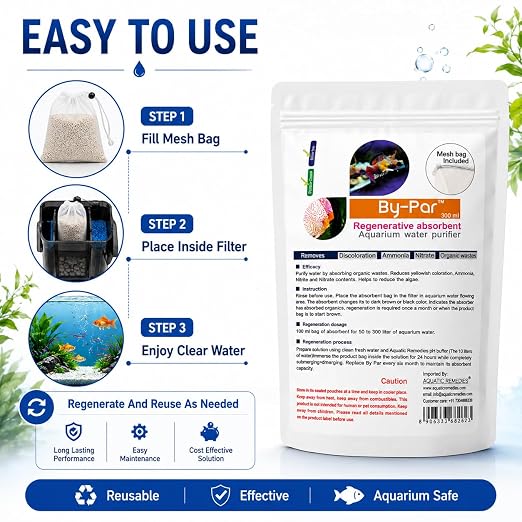 Petzlifeworld Aquatic Remedies by-Par, 100ML (Mesh Bag Included), Regenerative Absorbent Aquarium Water Purifier