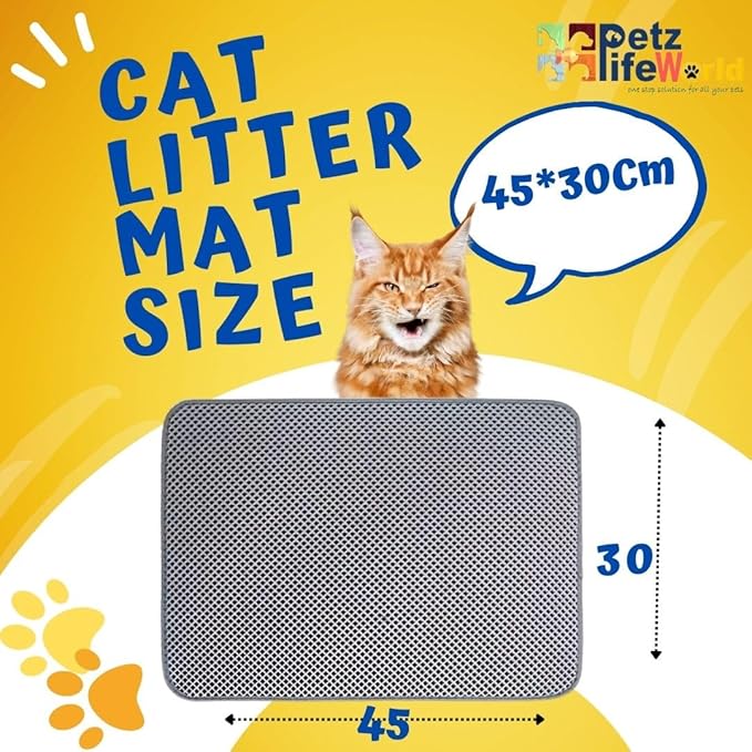 Petzlifeworld Cat Litter Mat For Litter Box | Anti Slip Honey Comb Double Layer Design | Water Proof | Washable | Easy to Clean | Soft On Paws