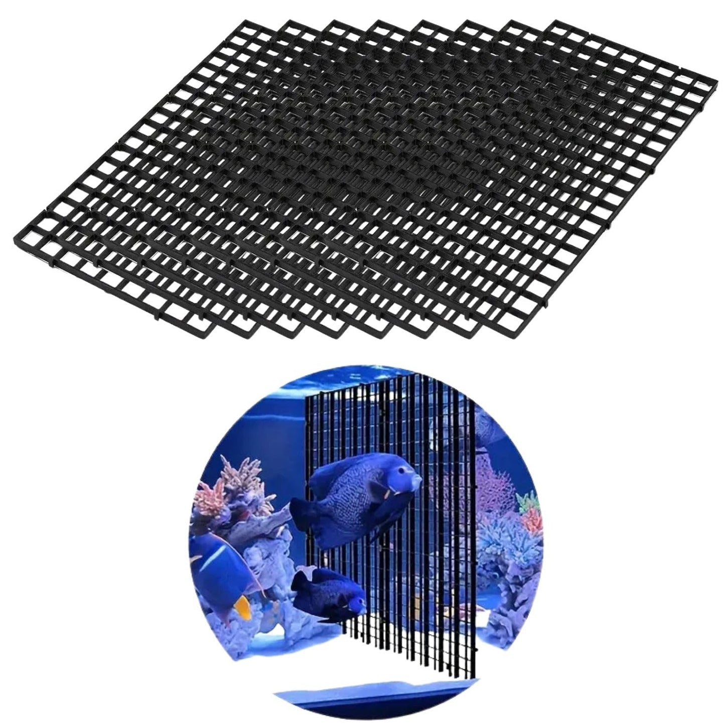 Petzlifeworld Black Fish Tank Divider Plastic Aquarium Divider Panel Separator Grid Isolation Board with Free Divider Clip