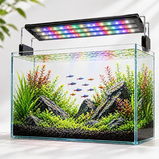 petzlifeworld Aquarium LED Light | Ultra Slim 1cm Design | Extendable Brackets | Waterproof Light for Freshwater & Saltwater | Energy Efficient Full Spectrum Lighting