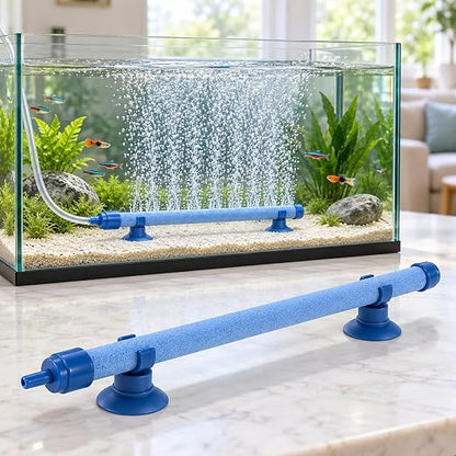 petzlifeworld 7 Inch Aquarium Bubble Wall Air Stone | Blue Diffuser Rod with Suction Cups | Glass-Mounted Bubble Curtain for Fish Tank Aeration & Decoration