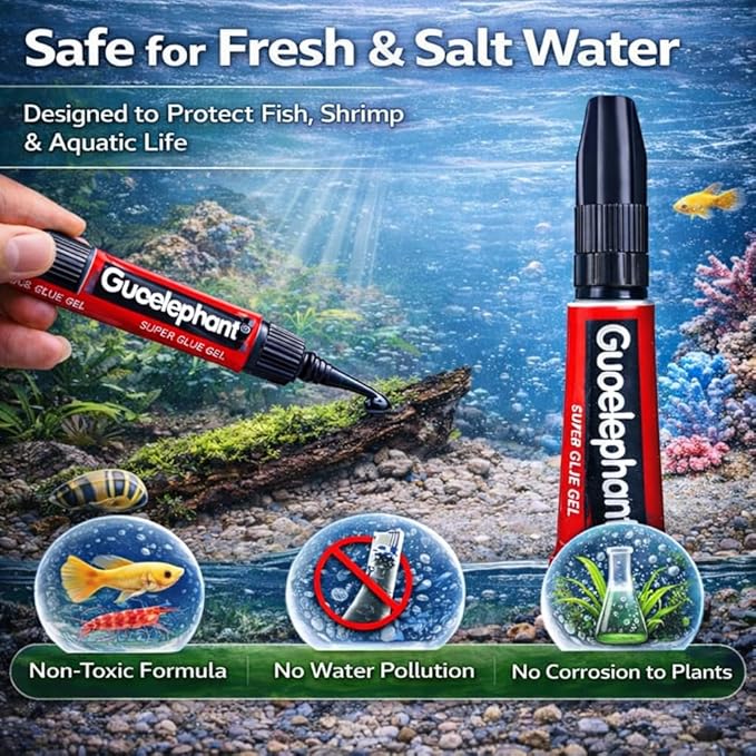 petzlifeworld Aquarium (Guoelephant) Glue Quick-Dry Gel – Fish Safe Adhesive for Aquascaping Plants, Moss, Coral & Driftwood
