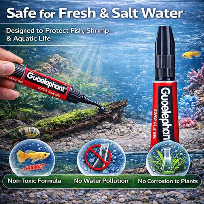 petzlifeworld Aquarium (Guoelephant) Glue Quick-Dry Gel – Fish Safe Adhesive for Aquascaping Plants, Moss, Coral & Driftwood