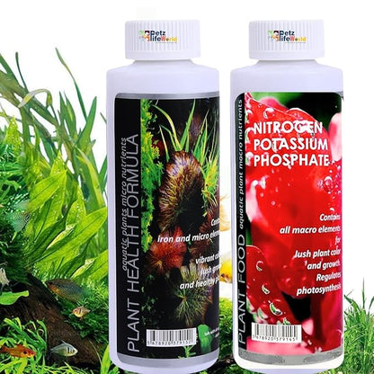 petzlifeworld Aquatic Remedies Aquarium Plants Fertiliser Combo, Plant Health Formula-120ML & Plant Food-120ML
