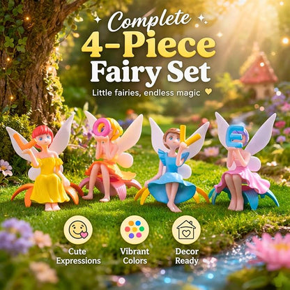 petzlifeworld Cute Fairy Alphabet Figurines Set – Decorative Mini Angel Dolls Holding Love Letters, Resin Miniatures for Home Decor, Cake Toppers, Desk & Gift
