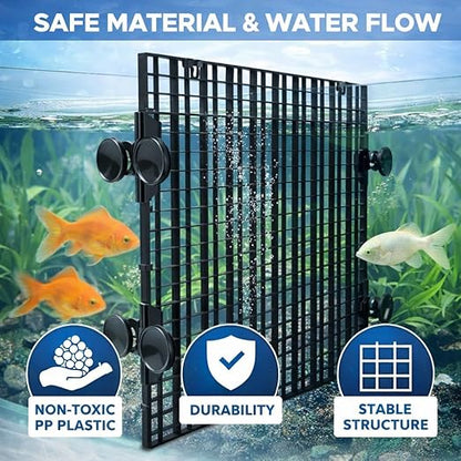 Petzlifeworld Fish Tank Divider Egg Crate Panel with Clips | 30×30cm PP Plastic Aquarium Divider Grid | Cuttable Mesh for Fish, Turtle, Reptile & Plant Tank Separation-Black And White