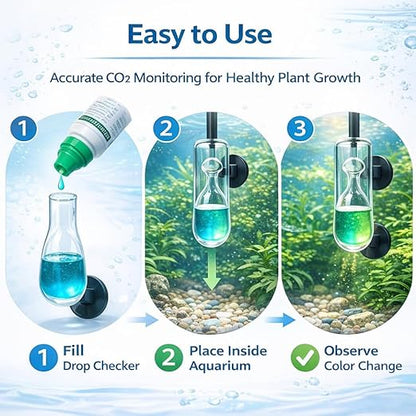 PetzLifeworld CO₂ Indicator Solution 15ml  – Accurate CO₂ Level Test Liquid for Aquarium Glass Drop Checker