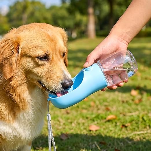 petzlifeworld  350ML Press Type Portable Dog Water Bottle for Walking & Travel | Leakproof Pet Water Dispenser with Built-in Drinking Bowl | BPA-Free Outdoor Water Feeder for Dogs & Cats