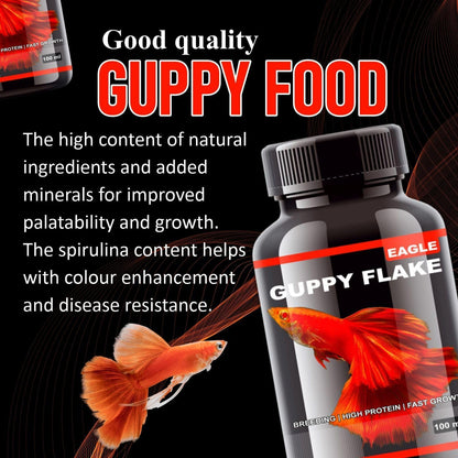 Eagle Guppy Fish Food Combo (Guppy Flake 100ml + Mini Pellet 45g)