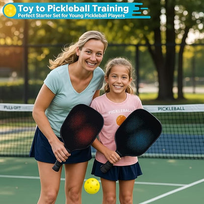 petzlifeworld Wooden Pickleball Paddle Set | 2 Lightweight Wooden Bats with Hand Grip & 1 Pickleball Ball | Easy to Use for Beginners | Durable & Comfortable Design