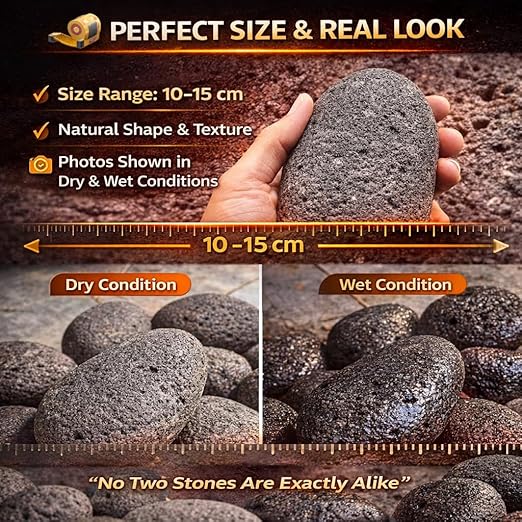 Petzlifeworld Black Lava Pebbles 10–15 cm | Natural Volcanic Stones for Aquarium, Garden, Plant Pots, Fire Pit & Home Décor | Large Decorative Lava Rocks for Landscaping & Aquascaping