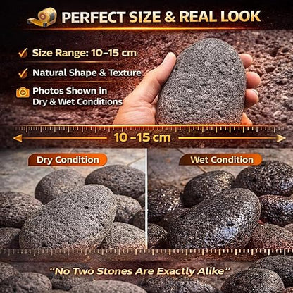 Petzlifeworld Black Lava Pebbles 10–15 cm | Natural Volcanic Stones for Aquarium, Garden, Plant Pots, Fire Pit & Home Décor | Large Decorative Lava Rocks for Landscaping & Aquascaping