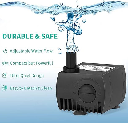 Petzlifeworld A300 | 3W | Water Lifting Height Upto 2 Feet Energy Saving Mini Submersible Pump with Speed Control for Aquarium Fish Tank and Indoor Decoration by Petzlifeworld