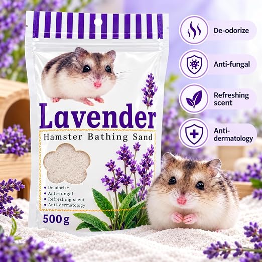 Petzlifeworld Scented Hamster Bath Sand 500g – Rose, Lavender, Green Apple & Lemon