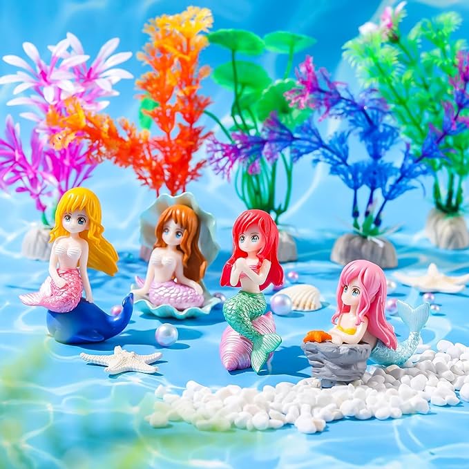 PetzLifeworld Miniature Mermaid Cute Resin Toys for Aquarium Fish Tank Decoration and Desk, Terrarium, Cake and Indoor DIY Decorations