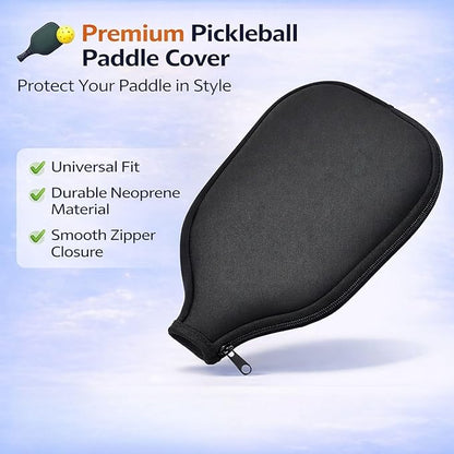 Petzlifeworld Pickleball Paddle Cover Neoprene, Universal Paddle Case with Zipper, Waterproof Protective Sleeve for Pickleball, Table Tennis & Beach Paddle, Lightweight Travel Storage Bag