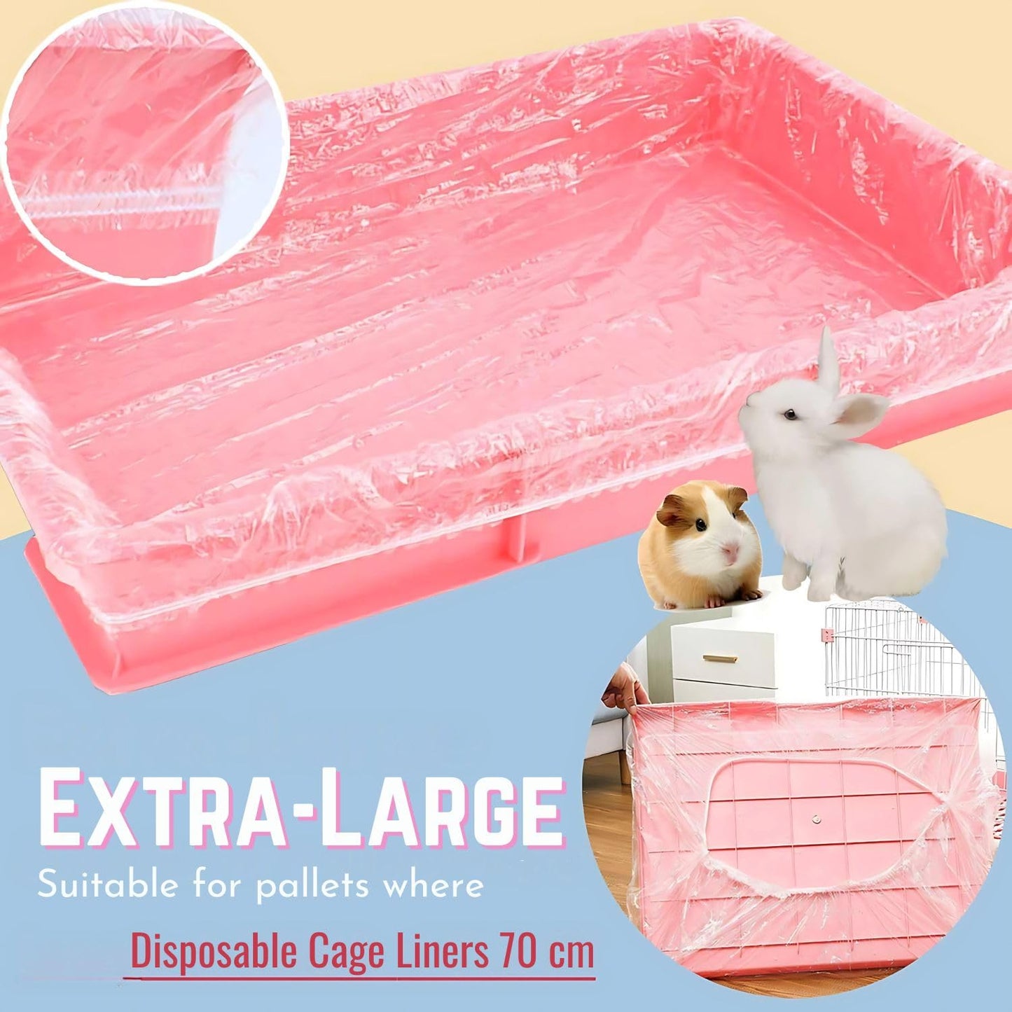 Petzlifeworld Stretchable Pet Cage Disposable Liners For Bunny, Guinea Pig, Hamster, Bird & Small Animals
