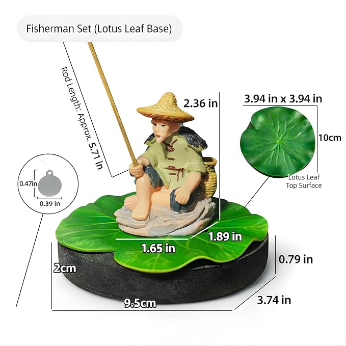 Petzlifeworld Resin Fisherman Aquarium Decoration Figurine – Hand Painted Fishing Statue Ornament for Fish Tank, Aquarium, Mini Garden, Terrarium & DIY Landscape Decor