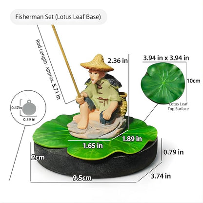 Petzlifeworld Resin Fisherman Aquarium Decoration Figurine – Hand Painted Fishing Statue Ornament for Fish Tank, Aquarium, Mini Garden, Terrarium & DIY Landscape Decor
