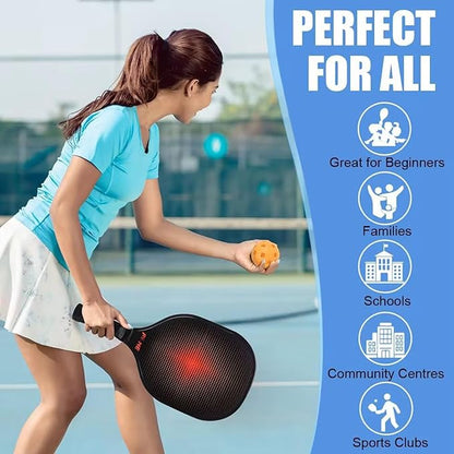 petzlifeworld Wooden Pickleball Paddle Set | 2 Lightweight Wooden Bats with Hand Grip & 1 Pickleball Ball | Easy to Use for Beginners | Durable & Comfortable Design