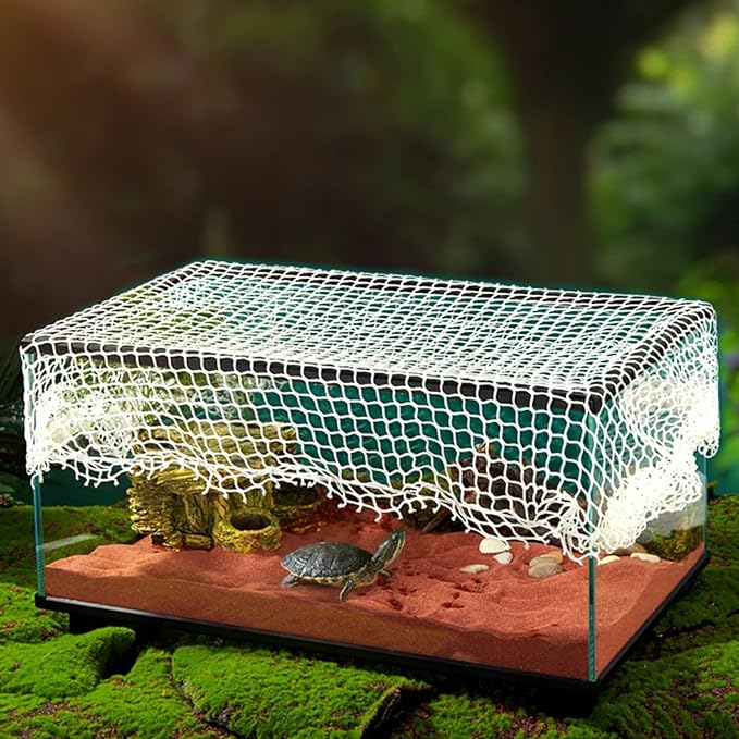 Petzlifeworld Aquarium Protective Mesh Net Cover – Nylon Rope Fish Tank Jump Guard Lid | Breathable Escape Prevention Net for Fish, Turtle & Reptile Tanks | DIY Stretchable Aquarium Cover