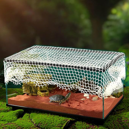 Petzlifeworld Aquarium Protective Mesh Net Cover – Nylon Rope Fish Tank Jump Guard Lid | Breathable Escape Prevention Net for Fish, Turtle & Reptile Tanks | DIY Stretchable Aquarium Cover