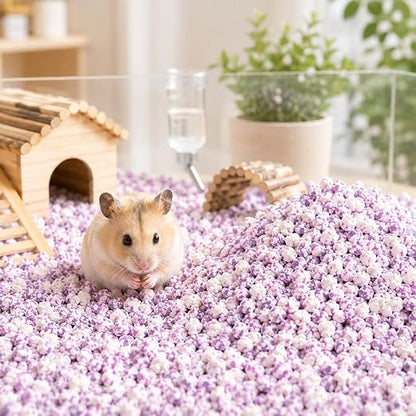 Petzlfiewrold YEE Color Paper Grain Hamster Bedding 1kg (Dark Green and Purple ) | Soft & Absorbent Paper Pellets | Low-Dust & Deodorizing Cage Bedding for Hamsters & Small Pets
