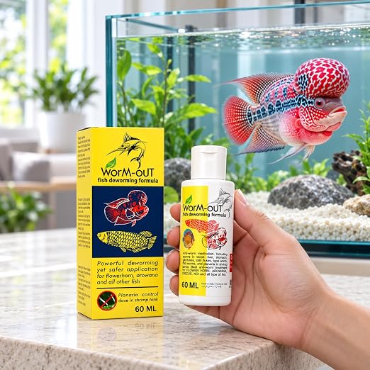 Aquatic Remedies Worm-Out Fish Deworming Formula, 60ML for Flower Horn, Discus, Arowana and All Other Fish