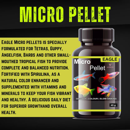 Eagle (Pack of 2 * 45g) Micro Pellet - Slow Sinking Fish Food for Fast Growth & Color