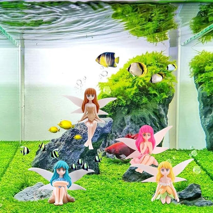 Petzlifeworld Winged Fairy Mermaid Ornament | Cute Resin Toys for Aquarium Fish Tank Decoration