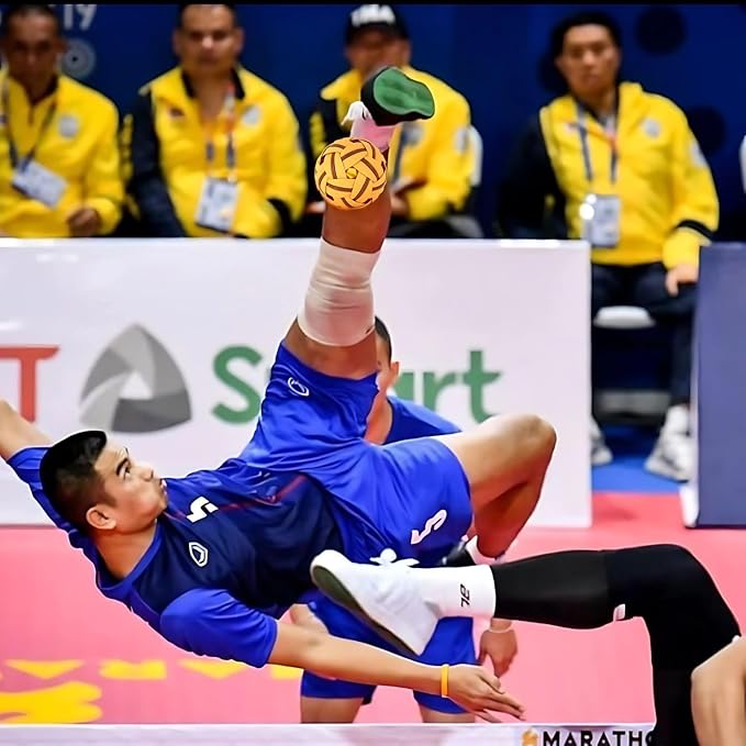 petzlifeworld  Marathon MT-201 Competition General Sepak Takraw Ball for Men | Lightweight Rattan-Style Plastic Ball | Durable & Safe for Indoor/Outdoor Play | Made in Thailand