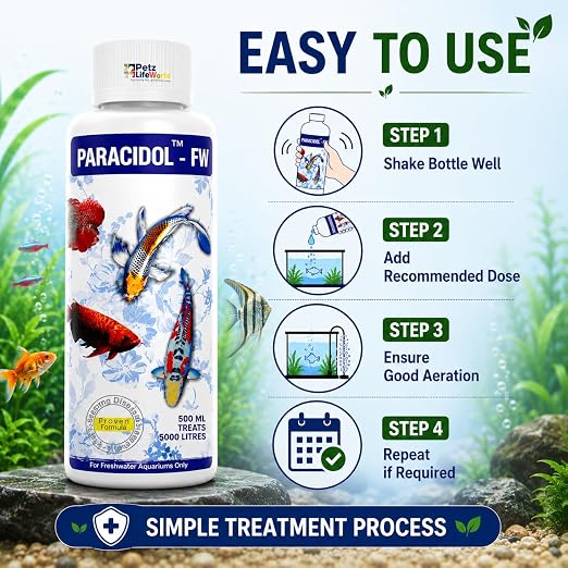 Petzlifeworld Aquatic remedies Paracidol  for Fresh Water Aquarium | Complete Fish Care | Healthy Fish, Healthy Aquarium