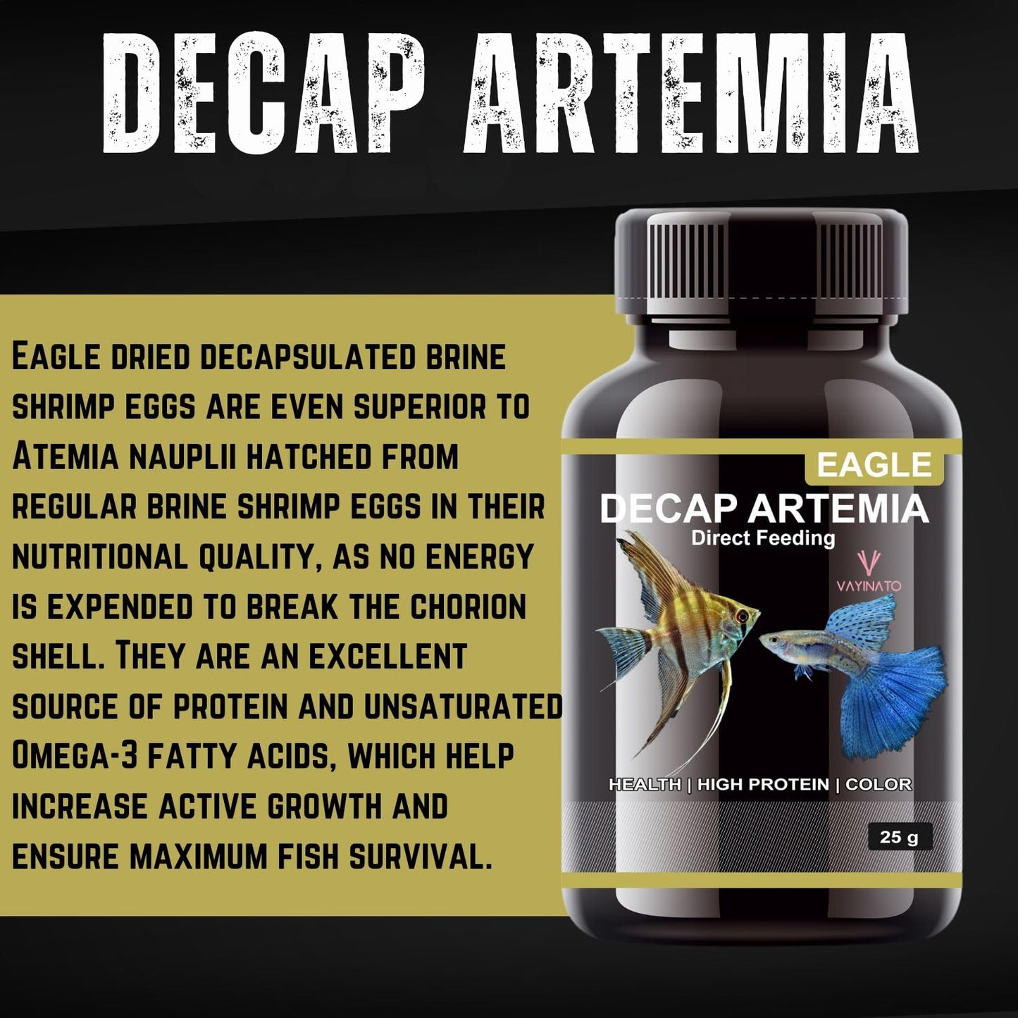 Eagle Decap Artemia Cyst - Direct Feeding (25g) No Hatching Required - Shell-Free, High-Protein Nutritional Feed