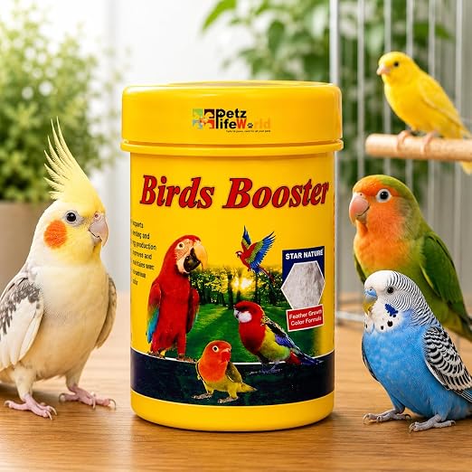 Petzlifeworld 50g Bird Booster Feather Growth & Color Formula Bird Health Supplement | Supports Feather Development, Natural Color Enhancement, Breeding Support & Daily Vitality for Pet Birds