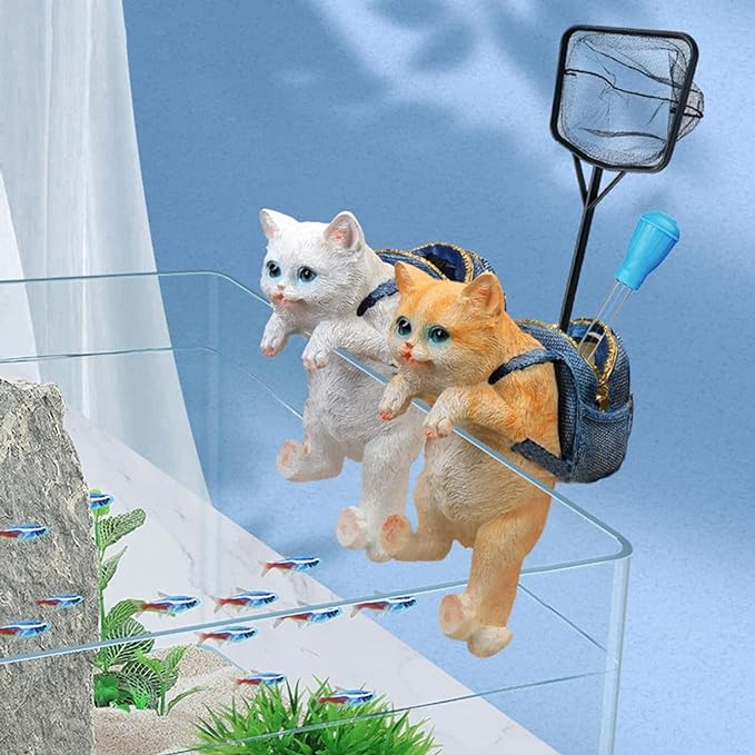 Petzlifeworld Hanging Mini Yellow Kitty with Bag for Aquarium Fish Tank Tools Holder and Indoor Plant Pot Decoration Hanging