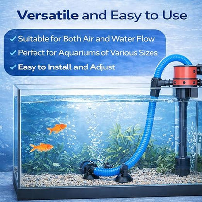 Petzlifeworld Aquarium Flexible Blue Hose Pipe 2.5 Ft | Air & Water Tube for Top Power Filter Pump | 1.7 cm Diameter with Suction Cups