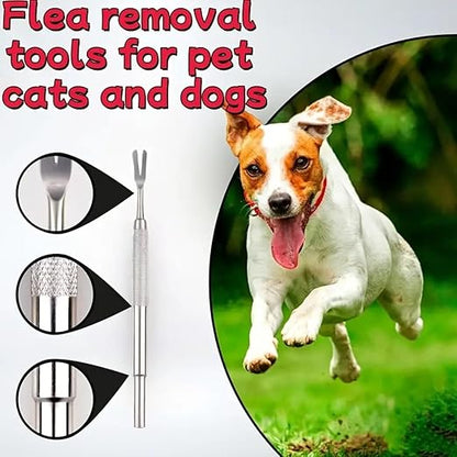 Petzlifeworld 2 Pcs Stainless Steel Pet Tick Removal Tool for Cats and Dogs, High Hardness V-Shaped Head, Can Be Used at Home Or Outdoors | Removing Fleas, Ticks, Dog Lice